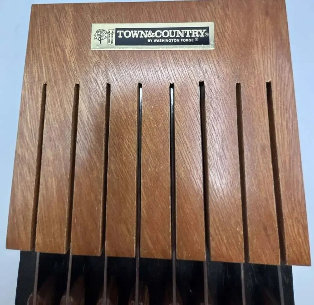 Vintage Town & Country Washington Forge Fleetwood Steak Knife Set Block